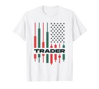 Trader - US Flag American Crypto Day Trading Lover Value Graphic T-Shirt, Men, White, M