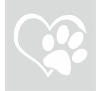 tradercat Car Sticker Paw Heart Paw - 11 cm x 10 cm - Sticker for All Surfaces - Windows, Side Mirrors, Rear Window, Bonnet, Vehicle - with Instructions (White)