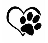tradercat Car Sticker Paw Heart Paw - 11 cm x 10 cm - Sticker for All Surfaces - Windows, Side Mirrors, Rear Window, Bonnet, Vehicle - with Instructions (English language not guaranteed) (Black)