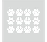 tradercat Car Sticker Paws Set of 12 - 6 x 6 cm - Stickers for All Surfaces - Windows, Side Mirrors, Rear Window, Bonnet, Vehicle - with Instructions (White)