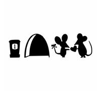 tradercat Wall Sticker Mouse Hole Rats - 18 cm x 7 cm - for Living Room, Dining Room, Kitchen, Bedroom, Children's Room etc. - with Instructions (English language not )