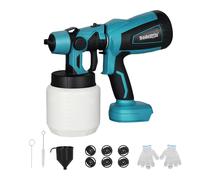 Traderight 1000ML 18V Plastic Cordless Paint Sprayer HVLP 6 Nozzles Electric in Blue Traderight Blue
