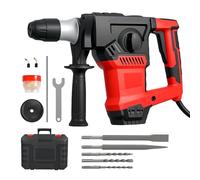 Traderight 1500W SDS Plus Rotary Hammer, 8J Impact Energy with 4500BPM, 4-Mode Professional Demolition Drill for Concrete, Masonry, Metal, Anti-Vibration & Safety Clutch, Includes Chisels and Case
