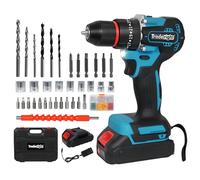 Traderight 21V Brushless Cordless Drill Set-65N.m Torque,25+3 Torque Adjustment, 96-Piece Household Tool Kit,3/8"（10mm） Keyless Chuck,0-400/0-1450 RPM,Includes 2 2.0Ah Batteries for Extended Use