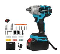 Traderight 21V Brushless Impact Wrench Drill 1/2 Inch Rattle Gun 4Ah Battery Kit in Black Traderight Black