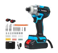 Traderight 21V Cordless Brushless Impact Driver 2 Battery Electric Wrench in Black Traderight Black