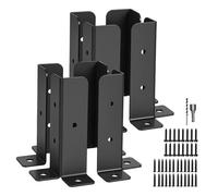 Traderight 8PC Fence Post Base Brackets Metal Rustproof Support with Screws in Black Traderight Black