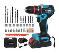 Traderight 96PCS Cordless Brushless Impact Drill Driver Set 2x2.0Ah Battery in Black Traderight Black