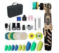 Traderight Cordless Car Polisher, 3-in-1, Dual Action & Rotary, 12V Battery, 2500-6000 RPM, 5-Speed, Quick Change Head, Full Polishing Kit Included, for Car, Motorcycle Detailing, Polish, Buffing