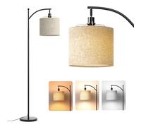 Traderight Floor Lamp with Adjustable Linen Shade, 3-Colour Temperature 3000K-6000K, Foot Switch, Black Standing Lamp for Living Room, Bedroom & Office Decor