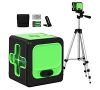 Traderight Laser Level with Tripod, Green 360° Cross Line Laser Leveler Tool with Brightness Adjustment, Carry Pouch and Battery, Magnetic Bracke, for Picture Hanging Wall Tile Home Renovation Project
