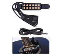 TraderPlus 12 SoundHole Guitar Pickup Acoustic Electric Transducer for Acoustic Guitar Magnetic Preamp with Tone and Volume Control, Cable Length 10 ft