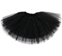 TraderPlus Adult Women's Classic Elastic, 3-Layered Tulle Tutu Skirt Ballerina Running Party Skirt - Black -