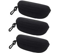 TRADERPLUS Hard Zipper Box Bag Reading Glasses Sunglasses Case w Carabiner Hook Black