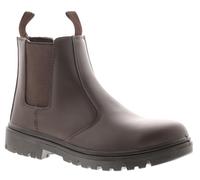 Tradesafe Dealer S1P SRA Steel Toe Chelsea Boots - Slip-On, Puncture-Resistant Midsole & Non-Slip Sole, 200J Steel Toe Caps for Ultimate Protection Brown 8 UK