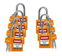 TRADESAFE Lockout Tagout Lock Set - Orange - 7 Pack Safety Padlocks Keyed Differently - OSHA Compliant Loto Locks - 2 Keys Per Lock - for Lock Out Tag Out - Premium Grade