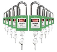 TRADESAFE Lockout Tagout Lock Sets 10 Green Keyed Alike Unlimited Grouping Safety Padlocks 2 Keys Per Lock OSHA Compliant Loto Locks