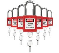 TRADESAFE Lockout Tagout Locks Set, 7 Red Keyed Alike Unlimited Grouping Safety Padlocks, 2 Keys Per Lock, OSHA Compliant Loto Locks for Lock Out Tag Out Kits