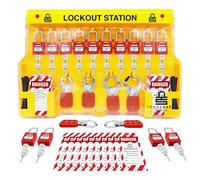 TRADESAFE Lockout Tagout Station with Loto Devices - 14 Pack Safety Lock Set, 6 Hasps, 40 Do Not Operate Tags, Lock Out Tag Out Kit Board, Lockout Safety Supply for OSHA Compliance