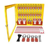 TRADESAFE Steel Lockout Tagout Station, 20 Red Keyed Different Safety Padlocks, 6 Hasps, 1 Grease Pencil and 60 Loto Tags for Lockout Safety, OSHA Compliance