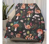 TradesForU Colorful Mushrooms Snails Butterflies Throw Blanket Lightweight Flannel Fleece Blankets Warm and Cozy Throws for Winter Bedding and Couch 50"X60" Inches for Adults