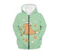 TradesForU Kids Zip Up Hoodies for Boys Girls Hooded Sweatshirt with Pocket Long Sleeve Jacket Cute Capybara Teenage Zipper Hoodies