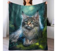 TradesForU Maine Coon Cat Blanket Soft Flannel Soft Blanket Gifts 3D Home Decoration For Bed Couch Sofa Chair Bed Blanket 40"*50" 100 * 130cm
