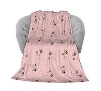 TradesForU Pink Bee Throw Blanket Lightweight Flannel Fleece Blankets Warm and Cozy Throws for Winter Bedding and Couch 80"X60" Inches for Kids Adults