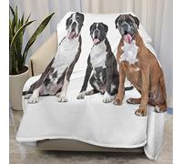 TradesForU Three Boxer Dogs Throw Blanket Lightweight Flannel Fleece Blankets Warm and Cozy Super Soft Throws 40"x50" Inches for Winter Bedding and Couch