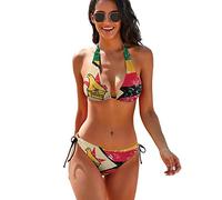 TradesForU Zimbabwe Retro Flag 2 Pcs Bikini Sets for WomenSwimsuit Low Rise Tie Bathing Suit Halter Top Swimwear