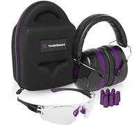 TRADESMART Shooting Ear-Protection Earmuffs, Glasses, Earplugs, Protective Case, Purple, Multi-fit