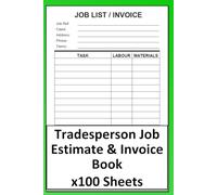Tradesperson Job Estimate & Invoice Receipt Pad: Book of x100 Double Sided Jobs Quote Sheets