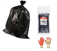 Tradewise Heavy Duty British Made Rubble Sacks 20" X 30" Pack Of 100, Cable Ties & Gloves