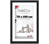 TradeZilla 100x70 cm Shabby Chic Black Frame with 36x24 inch Mount - Elegant Polcore Frame for Posters, Artwork, Photos, or Certificates, Portrait and Landscape Ready for Any Room.. - (Black)