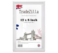TradeZilla 12 x 8 Inch Elegant Shabby Chic Frame | Ornate Polcore Moulding | Antique Style Photo & Poster Display - (White)