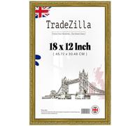 TradeZilla 18x12 Inch Elegant Shabby Chic Polcore Frame | Durable MDF Material | Vintage Decorative Style Ideal for Wall & Table | Perfect for Family Photos, Prints, Certificates & Artwork - (Gold)