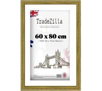 TradeZilla 80x60 cm Gold Ornate Picture Frame with White 70x50 Mount for Posters, Artwork & Photos - Antique Finish for Portrait or Landscape Wall Display - Hooks Included (Gold)