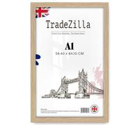 TradeZilla A1 Oak Poster Frame 59.4 x 84.1 cm - Natural oak finish wooden frame for posters, prints, or artwork. Durable and timeless design, perfect for home or office wall displays. (Oak)