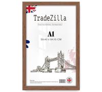 TradeZilla A1 Walnut Poster Frame 59.4 x 84.1 cm - Dark walnut finish frame for posters, artwork, and photos. Strong, durable design adds richness and warmth to wall displays. (Walnut)