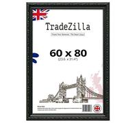 TradeZilla Antique Style Frame 80x60cm Size - Ornate Shabby Chic Black Picture/Photo/Poster Vintage Frame with MDF Backing Board Perspex- For Gift Wall Gallery Home Décor-80X60 CM (31.5X23.6)