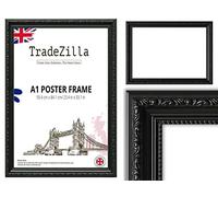 TradeZilla Antique Style Frame A1 Size - Ornate Shabby Chic Black Picture/Photo/Poster Vintage Frame with MDF Backing Board Perspex- For Gift Wall Gallery Home Décor - A1 (59.4 cm x 84.1) cm
