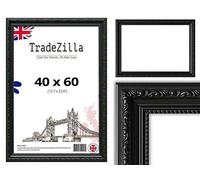 TradeZilla Antique Style Frame Size 40x60cm- Ornate Shabby Chic Black Picture/Photo/Poster Vintage Frame with MDF Backing Board Perspex- For Gift Wall Gallery Home Décor -40X60 CM (15.7X23.6)
