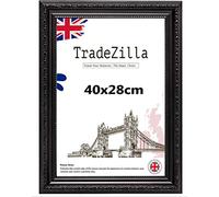 TradeZilla Antique Style Ornate Shabby 40x30cm Poster/Picture Frame Size| Black Colour MDF Solid wood & HD Perspex | Landscape & Portrait Display |Gift Wall Art Gallery Home Décor (Black)