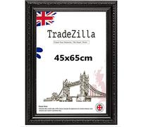 TradeZilla Antique Style Ornate Shabby 45x65cm Poster/Picture Frame Size| Black Colour MDF Solid wood & HD Perspex | Landscape & Portrait Display |Gift Wall Art Gallery Home Décor (Black)
