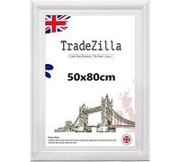 TradeZilla Antique Style Ornate Shabby 50x80cm Poster/Picture Frame Size| White Colour MDF Solid wood & HD Perspex | Landscape & Portrait Display |Gift Wall Art Gallery Home Décor (White)