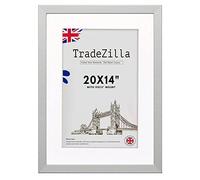 TradeZilla Elegant Silver 20x14” Picture Frames with Silver Mount 19x13” Tabletop or Wall Poster Frame for Homes and Offices Display Good for Diploma Certificate (Silver)