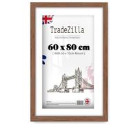TradeZilla | Engineered Wood (60 x 80 cm) With (27.55 x 19.68 Inch) White Mount Decorative Wall Frame | 24 Inch x 32 Inch Poster, Art, Photo Frame for Living Room, Gallery [ Walnut ]