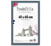 TradeZilla Epic Collection 45 X 65 CM 18 X 26 Inch Rectangle Picture Frame Engineered Wood With Clear HD Perspex For Home Office Living Room Wall Display Dark Grey Flat Style With Wall Hangers
