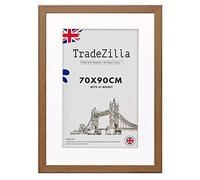 TradeZilla | Eton Wood 900 x 700 mm With 841 x 594 mm White Mount Frames Walnut 36" x 28" Perfect for Home, Office, (90 x 70 cm) [ Walnut ]