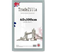 TradeZilla Eton Wood Finish MDF Poster Frame | 65x100 CM Picture Frame for Home & Office | Ready to Hang Display Frame - (Silver)